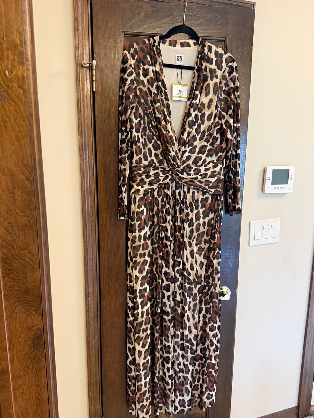 Anne Klein NWT- Leopard Print Twist-Front Maxi Dress - Brown- Size 14 - Picture 3 of 3